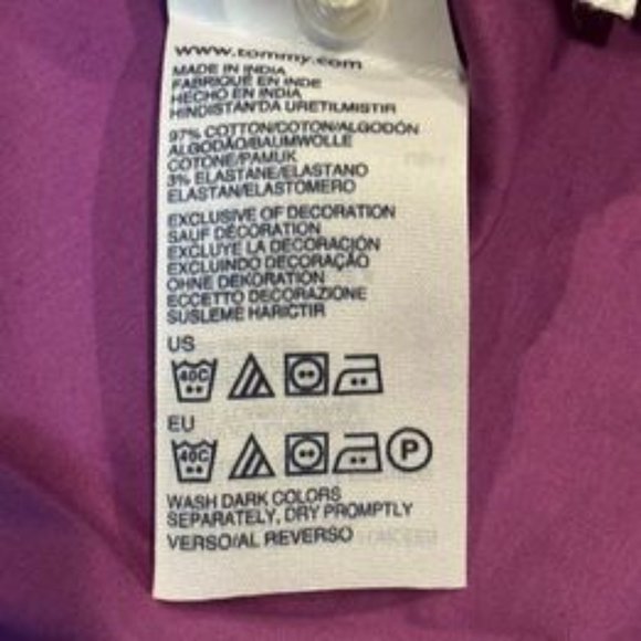 Women's Tommy Hilfiger Stretch Medium long sleeve purple button down blouse top - Picture 7 of 7